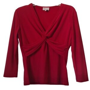 Vintage Y2K Azure Twist Tie Front Elegant Deep Red Sexy Women's Top S